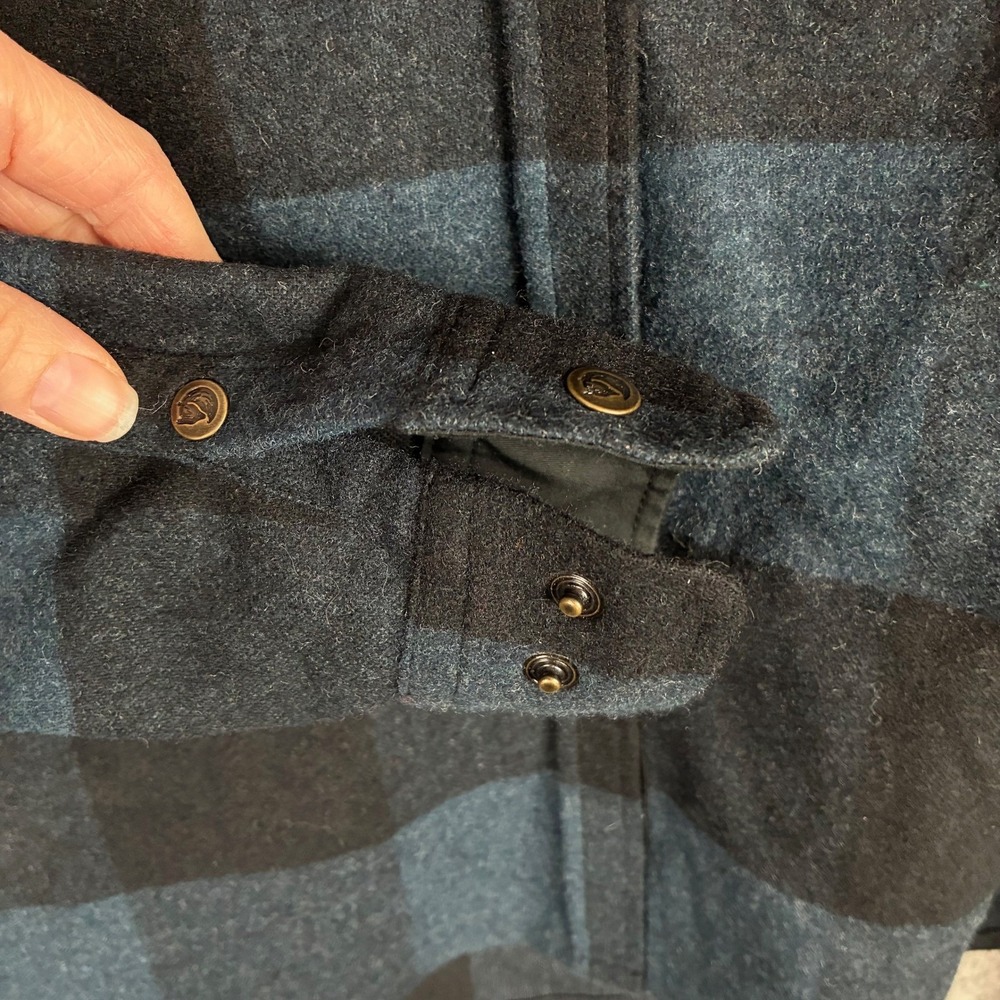 Fjallraven Canada Shirt Women XS Navy Black Plaid Wool Blend Flannel Button Up - Picture 8 of 15